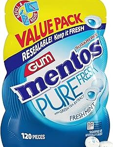 Mentos Pure Fresh Sugar-Free Chewing Gum,  Fresh Mint, 120 Pieces