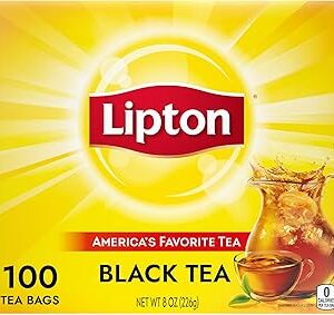 Lipton Black Tea Bags, Hot or Iced tea bags, 100 Count